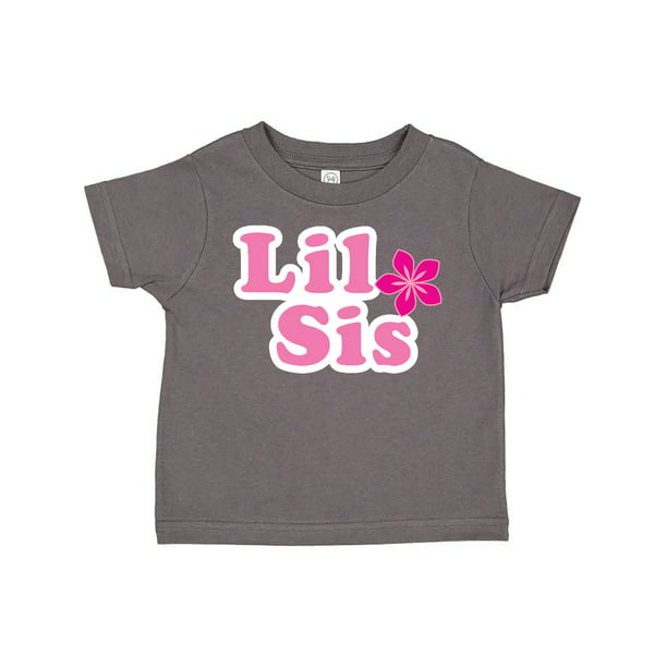 inktastic Little Sister with Pink Flowers Toddler T-Shirt 